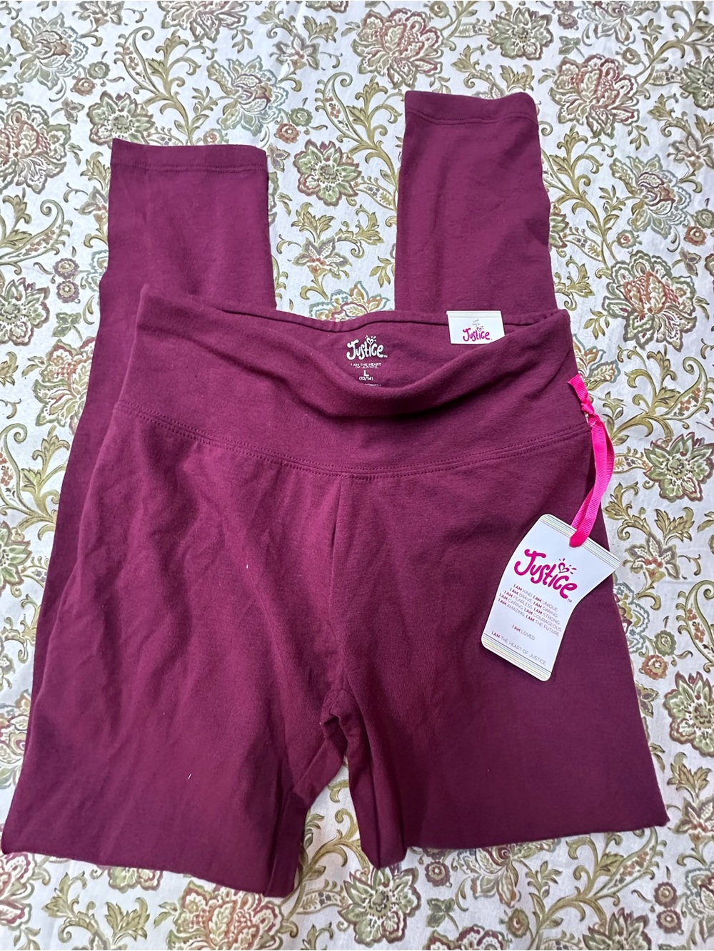 Justice Girls' Burgundy Leggings